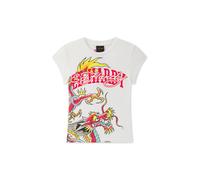 Ed Hardy T-shirt 'Varsity Dragon' écru / jaune / rouge, Taille S