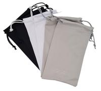 Ed Hicks 6 PCS Étui à Lunettes Souple Microfibre, Pochettes Souples en Microfibre pour Lunettes de Soleil, Organiseurs Pochette pour Écouteurs, Câbles - 2 Noir, 2 blanc, 2 gris.