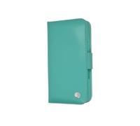 Ed Hicks - Étui à rabat en cuir véritable pour iPhone 16 Pro Max - Portefeuille et porte-cartes - Blocage RFID - Support de téléphone biodégradable résistant aux chocs - Turquoise - Patine vintage =
