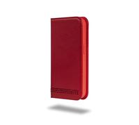 Ed Hicks Étui de téléphone à rabat ultra fin en cuir véritable pour iPhone 15 | Support de téléphone biodégradable | Magsafe - Emplacement pour carte de blocage RFID - Rouge vintage