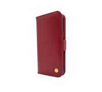 Ed Hicks Étui en cuir rouge pour iPhone 15 Pro - Étui portefeuille à rabat en cuir véritable avec béquille et emplacements pour cartes bloquant RFID - Compatible avec les chargeurs officiels MagSafe