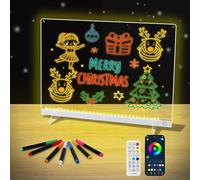 ED Note Board avec des couleurs 12 couleurs éclairé acrylique tableau à dessin - éclairage nocturne à effacer à sec avec support pour la maison/bureau/cadeau/festival w/APP & télécommande Touch bouton
