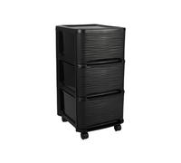 EDA Plastiques – Tour de rangement Stone – 3 tiroirs (3×14 L), roulettes – Noir
