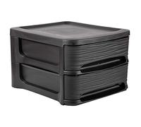Eda 010288 | Tour de rangement STONE | 2 x tiroirs de 7 L | Couleur : Noir