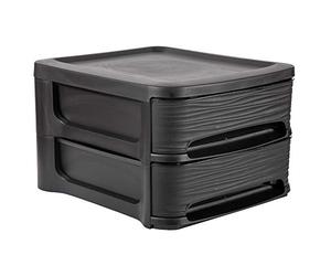 Eda 010288 | Tour de rangement STONE | 2 x tiroirs de 7 L | Couleur : Noir