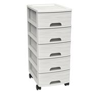 EDA Plastiques Meuble de rangement STONE moderne 5 tiroirs A4 à roulettes Blanc