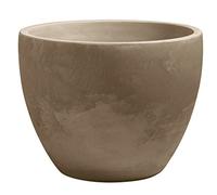 EDA Bac à Arbustes PALMEA Rond 98 L - avec Roulettes - Double Paroi - Réserve d'Eau Intégrée - Ø 70 x 55 cm - Taupe