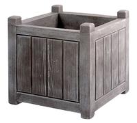 EDA - Bac à Fleurs Carré Charme 67 L - Double Paroi - Réserve d'eau Intégrée - Usage Intérieur ou Extérieur - 50 x 50 x 50 cm - Gris cérusé