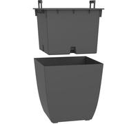 EDA Bac à Fleurs Carré Diva Stone 42 L - avec Bac Amovible - Extérieur ou Intérieur - Décor Vagues - 43,5 x 43,5 x H.44,2 cm