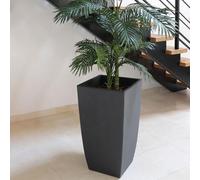 EDA – Bac à fleurs carré Diva Basalt – 42 L, bac intérieur amovible – Gris anthracite