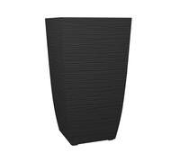 EDA Bac à Fleurs Carré Haut Diva Stone 42 L - avec Bac Amovible - Extérieur ou Intérieur - Décor Vagues - 43,5 x 43,5 x H.78,2 cm