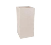 EDA - Bac à Fleurs Carré Haut Volcania 31 L - Décor Imitation Pierre - Double Paroi - Zone de Rétention d'eau - 39,5 x 39,5 x 80 cm - Beige Calcaire