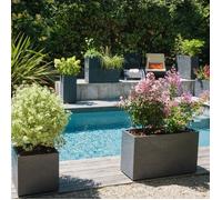 Jardinière haute Volcania carrée anthracite 31 L double paroi