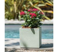 EDA - Pot Carré Basalt'Up 21 L - Décor Imitation Béton - Simple Paroi - Zone de Rétention d'eau - 29,5 x 29,5 x H.29,5 cm - Gris Anthracite