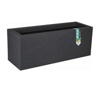 EDA - Balconnière Volcania'Up 25 L - Décor Imitation Pierre - Simple Paroi avec Colerette Trompe-l'oeil - Zone de Rétention d'eau pour Limiter l'Arrosage - 59 x 19,5 x 22,8 cm - Gris Anthracite