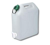 EDA - Bidon à Eau 10 L - Jerrican Extra Fort avec Bouchon Simple et Robinet - Certifié Contact Alimentaire - 29 x 14 x 35 cm - Naturel
