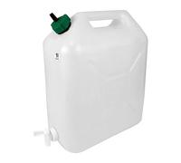 EDA - Bidon à Eau 15 L - Jerrican Extra Fort avec Bouchon Simple et Robinet - Certifié Contact Alimentaire - 36 x 16 x 37 cm - Naturel