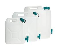 EDA - Bidon à Eau 5 L - Jerrican Extra Fort avec Bouchon Simple et Robinet - Certifié Contact Alimentaire - 23,5 x 11 x 30 cm - Naturel