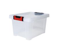 EDA - Boîte de rangement 15 L Clipstock - Avec couvercle - Poignées Soft Touch - Emboîtable et Superposable - Apte au contact alimentaire - 38,5 x 29 x H.23 cm - Transparent