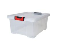 EDA Boîte de rangement Clipstock 30 L – avec couvercle, emboîtable, poignées Soft Touch – transparent