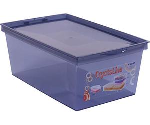 EDA Boîte de Rangement Plastique Crystaline 6 l - Bleu Profond