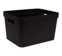 EDA Boîte Décor Stone 30L Noir - Boîte de rangement rectangulaire en pierre, empilable, 30 litres