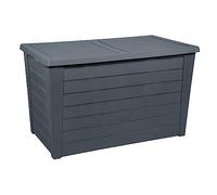 EDA - Coffre de Jardin Baya 250 L - Décor Bois - Rangement Extérieur - Anti-UV - Couvercle clipsable - Gris Anthracite - 97,5 x 54,7 x 60 cm 10291 G.Ant