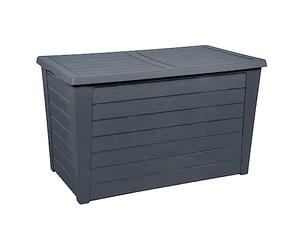 EDA - Coffre de Jardin Baya 250 L - Décor Bois - Rangement Extérieur - Anti-UV - Couvercle clipsable - Gris Anthracite - 97,5 x 54,7 x 60 cm 10291 G.Ant