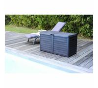 Malle de jardin - 420 litres - décor bois - Baya gris foncé EDA PLASTIQUES