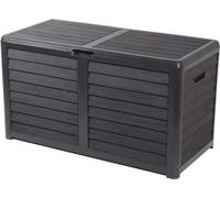 EDA Coffre de jardin BAYA en Plastique 420 litres - Décor imitation bois - Gris anthracite - Fabriqué en France