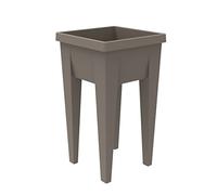 EDA - Espace Potager Veg&Table AROMATIQUE 23L - Zone Rétention d'eau - Pieds Creux avec Bouchon Evacuation - 38,5 x 38,5 x 68 cm - Taupe