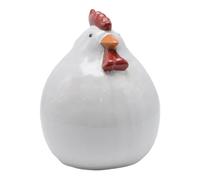 EDA-Figurine poule coloris blanc en céramique - 15 x 14,5 x 19,5 cm