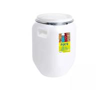 EDA Plastiques – Fût multi-usages 50 L – Alimentaire – Étanche – Cerclage métal – Naturel