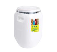 EDA - Fût Multi-Usages 25 L - pour Conservation Alimentaire - 100% Étanche et Hermétique - Cerclage Métallique Sécurisé - Blanc Opaque, Naturel