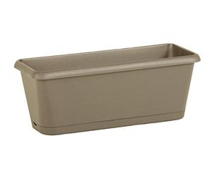EDA - Jardinière Chorus 2,6 L - Plateau Clipsé avec Réserve d'eau - Drainage en Croix - 30 x 12 x 11,4 cm - Taupe