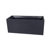 EDA - Jardinière Graphit 98 L - Décor Effet Vagues - Double Paroi - Zone de Rétention d'Eau - 99 x 39 x 43 cm - Gris anthracite