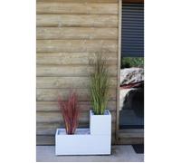 Jardinière - EDA - Graphit Up - 57 L - Intérieur / Extérieur - Décor Vagues - 79,5 x 29,5 x H. 29,5 cm - Blanc Cérusé