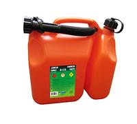 EDA - Jerrican Double Compartiment - 6 L pour Essence + 2,5 L pour Huile - avec Bec Verseur Rigide - Homologué Carburant - 31,8 x 16,7 x 31,4 cm - Orange