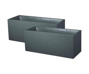 EDA Lot de 2 Jardinières Graphit - 99,5 x 39 x 43 cm - 97,6 L - Gris anthracite