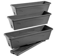Eda Lot De 3 Jardinieres Balcon Symphonie - 3 X 6 L - 50 X 15 X 12 Cm - Gris Anthracite Gris