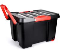 EDA Coffre de rangement Stock'R avec couvercle 120 L noir et rouge