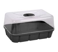 EDA - Mini Serre de Culture Veg&Table - 5,7 L - Taille M - Couvercle avec Système d'Aération Inclus - Plateau pour Semis - 38 x 25,5 x H. 19 cm - Gris Anthracite