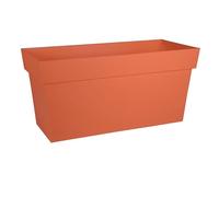 EDA - Muret Toscane 80 cm - Jardinière à roulettes - Volume 74 L - avec Réserve d'eau et Grille Filtrante + Goulotte d'Arrosage - 79 x 35 x 39 cm - Orange Terre Battue
