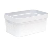 EDA PLASTIQUE Boîte de rangement - 6 L - Décor Stone - Dimensions : 29 2 x 18 8 x 13 2 cm - Blanc Cérusé