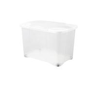 EDA PLASTIQUE Boite de rangement ClipBox 60 L avec roulette - Naturel couvercle avec charniere - 60 x 40 x 40,7 cm