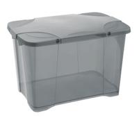 EDA PLASTIQUE Coffre de rangement avec couvercle a charniere ClipBox 60 L - 60 x 40 x 40 cm - Gris acidule