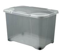EDA PLASTIQUE Coffre de rangement avec couvercle à charnière et roulettes Clip'Box 60 L - 60 x 40 x 40,7 cm - Gris acidulé