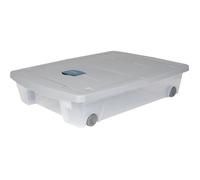 EDA PLASTIQUE Coffre dessous de lit 50 L avec roulettes - Gris et bleu - 77,5 x 59 x 16,5 cm