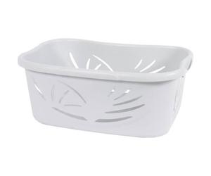 EDA PLASTIQUE Panier à linge ergonomique Flora 37 L - Blanc cérusé - 59 x 39 x 24 cm
