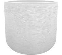Pot De Fleurs Rond En Plastique Eda Graphit Up Blanc Cérusé - Ø 50 Cm Gris